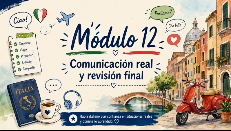 Módulo 12 de Italiano Visual: «Comunicación real y revisión final».